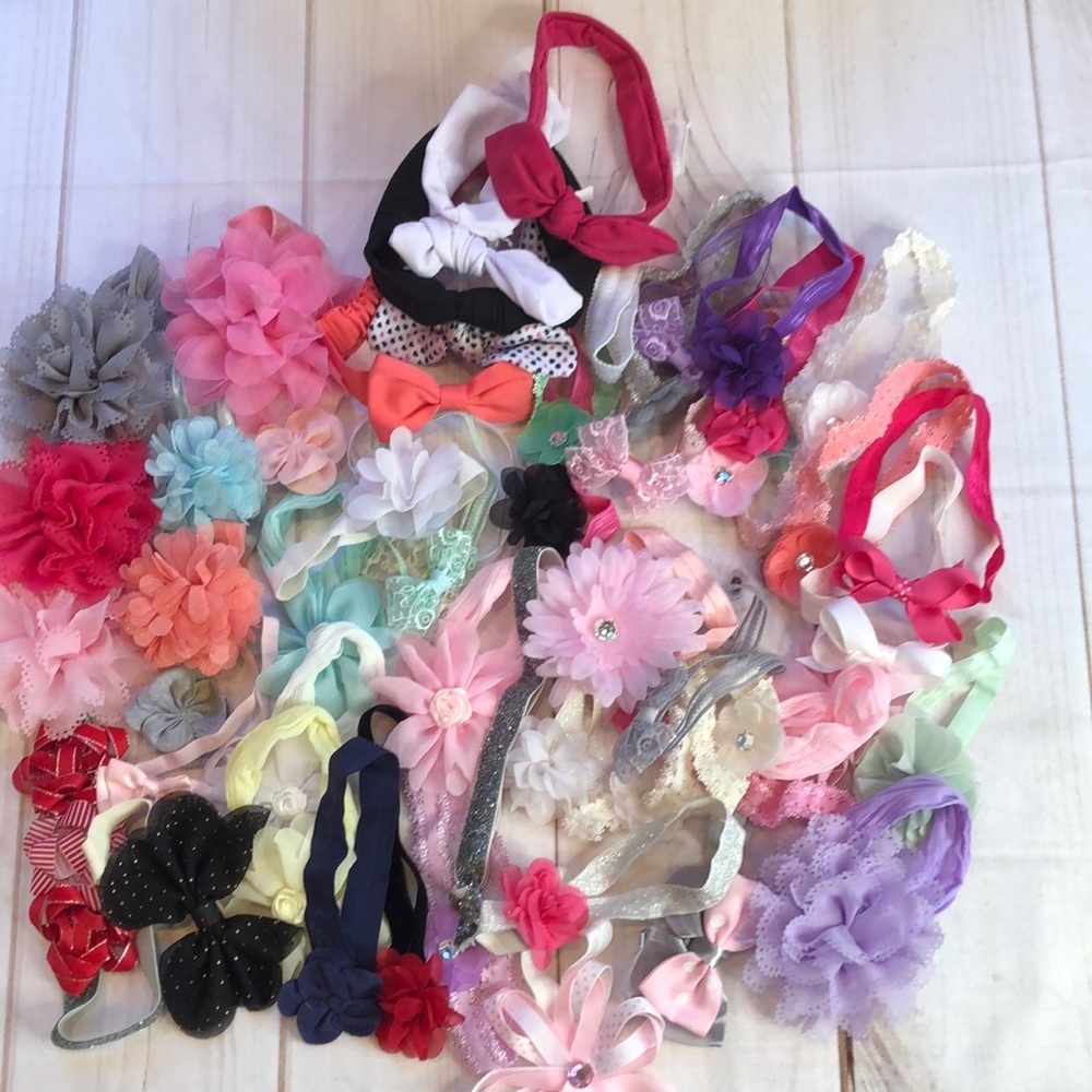 Bundle of 50 Assorted Baby Headbands Various styles all excellent condition!